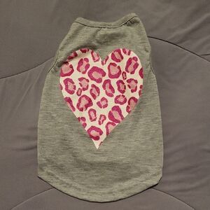 Michaels Gray Pet Tank with Pink Cheetah Heart
